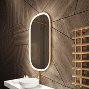 Paris Mirror Chic 28" x 48" Oval LED Vanity Front-Lit Mirror, 3CCT Selectable - Gold