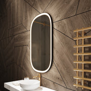 Paris Mirror Chic 28" x 48" Oval LED Vanity Front-Lit Mirror, 3CCT Selectable - Black