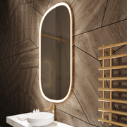 Paris Mirror Chic 32 x 60 Oval LED Illuminated Mirror - Gold