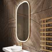 Paris Mirror Chic 32 x 60 Oval LED Illuminated Mirror, CCT Selectable - Gold