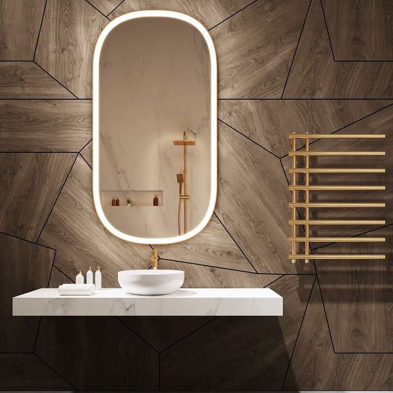 Paris Mirror Chic 32 x 60 Oval LED Illuminated Mirror - Gold