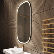 Paris Mirror Chic 32 x 60 Oval LED Illuminated Mirror, CCT Selectable - Black