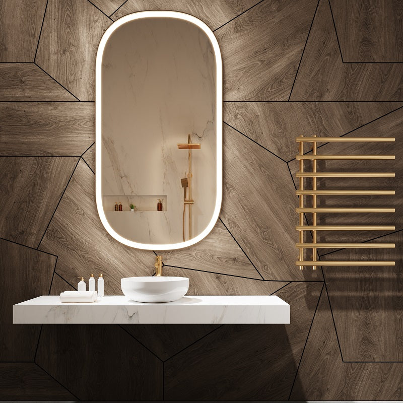 Paris Mirror Chic 32 x 60 Oval LED Illuminated Mirror, CCT Selectable - Black