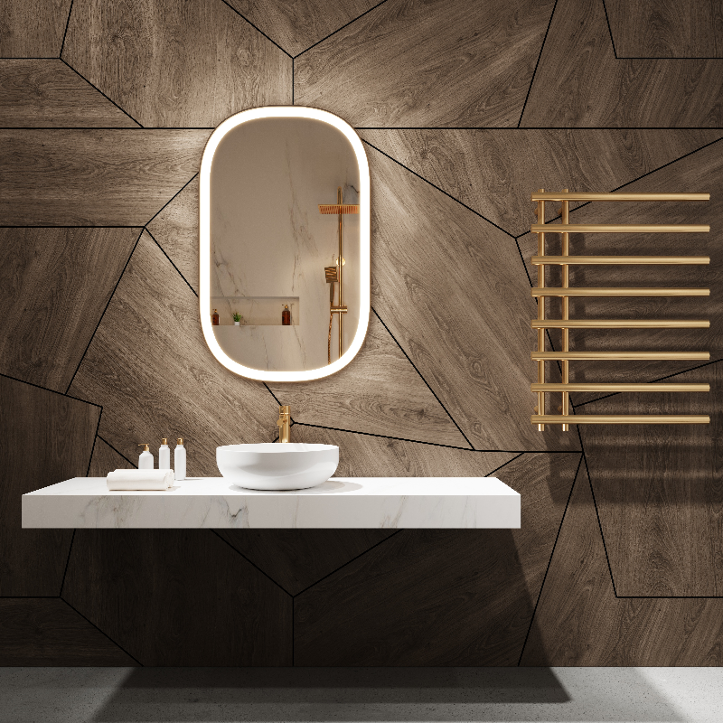 Paris Mirror Chic 24" x 36" Oval LED Vanity Front-Lit Mirror, 3CCT Selectable - Black