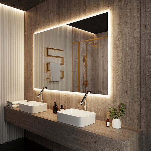 Paris Mirror Rectangle 70" x 45" LED Backlit Mirror, 3CCT Selectable