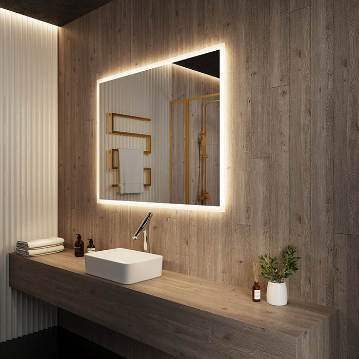 Paris Mirror Rectangle 40" x 36" LED Backlit Mirror, 3CCT Selectable
