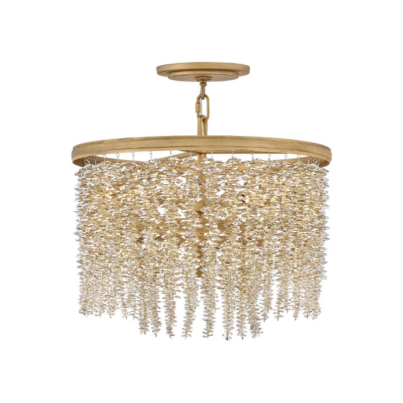 Fredrick Ramond FR41493 Rubina 4-lt 18" LED Pendant - Burnished Gold/Light Amber Crystal