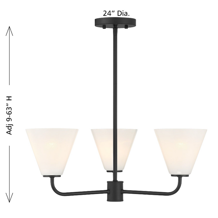Savoy House 1-4013-3 Blair 3-lt 24" Chandelier - Matte Black