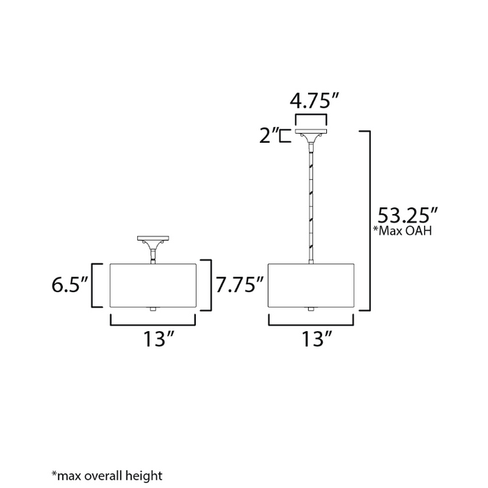 Maxim 10011 Bongo 2-lt 13" Pendant/Semi-Flush Mount