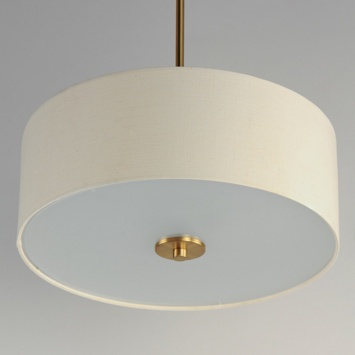 Maxim 10014 Bongo 3-lt 18" Pendant/Semi-Flush Mount - Natural Aged Brass/Oatmeal