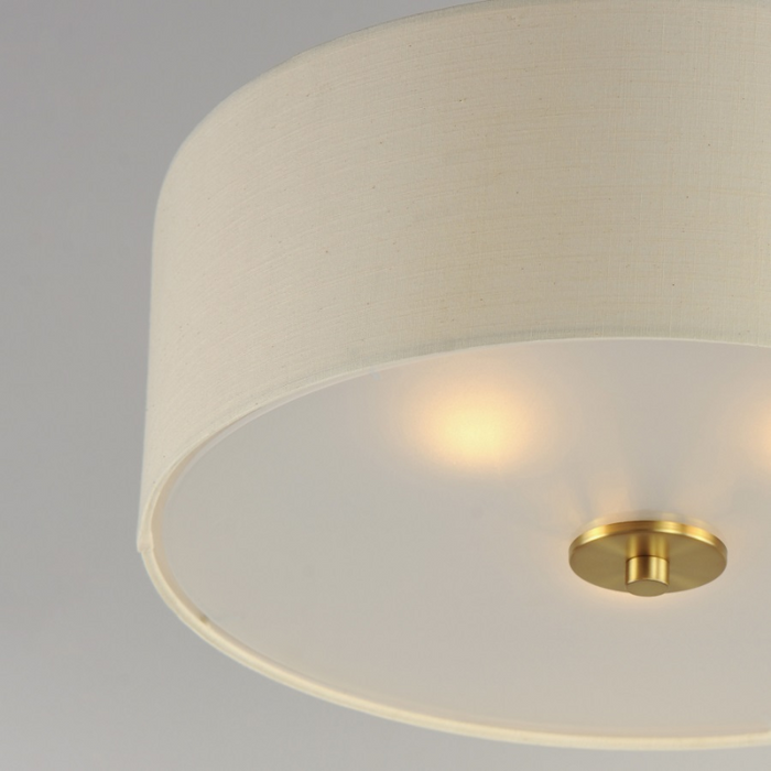 Maxim 10014 Bongo 3-lt 18" Pendant/Semi-Flush Mount - Natural Aged Brass/Oatmeal