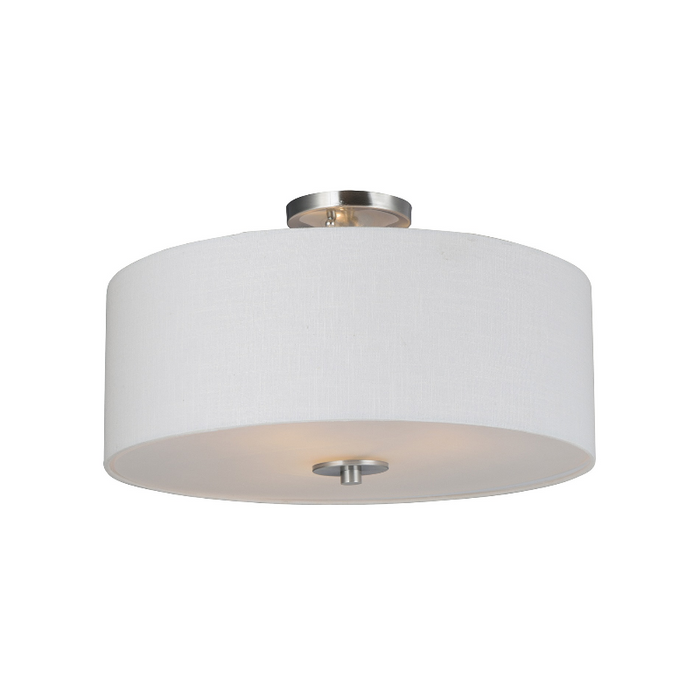 Maxim 10014 Bongo 3-lt 18" Pendant/Semi-Flush Mount - Satin Nickel/White Linen