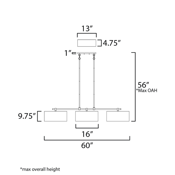 Maxim 10017 Bongo 3-lt 60" Linear Pendant