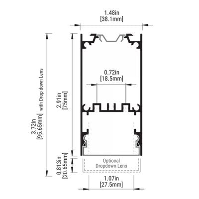 Eurofase F38 8 FT, 1.5" Width LED Architectural Linear, Downlight, Opal Lens, Regress Anti-Glare,Dimmable,  120-277V