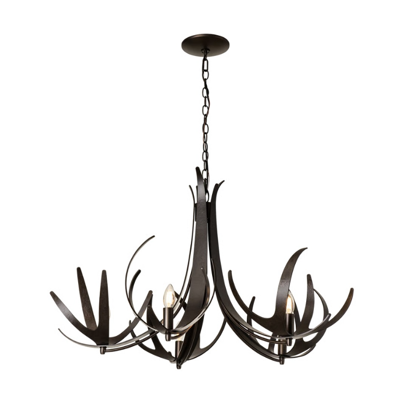 Hubbardton Forge 101325 Caribou 5-lt 41" Chandelier - Dark Smoke