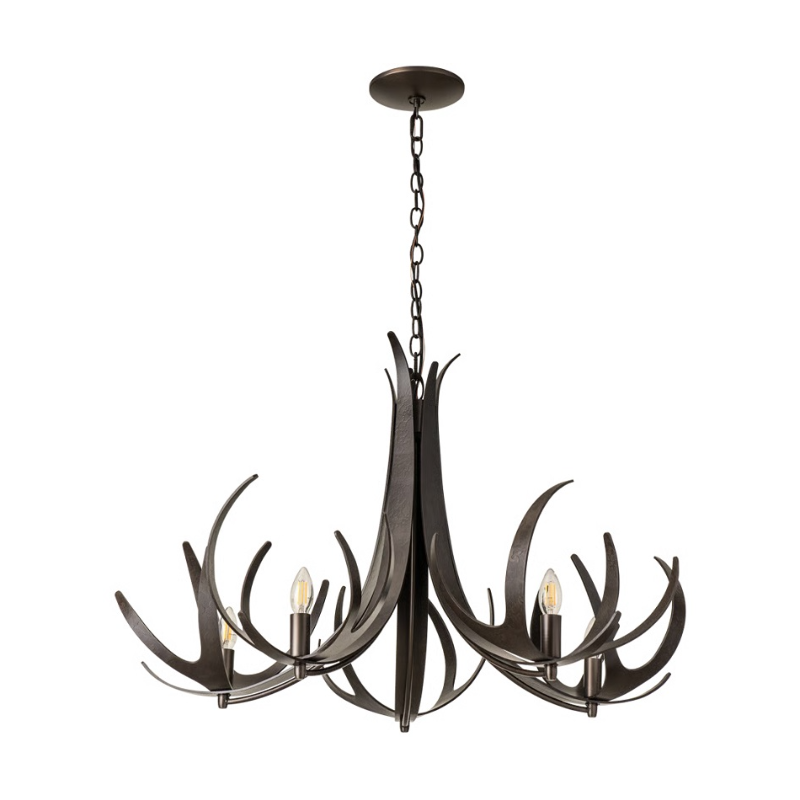 Hubbardton Forge 101325 Caribou 5-lt 41" Chandelier - Dark Smoke