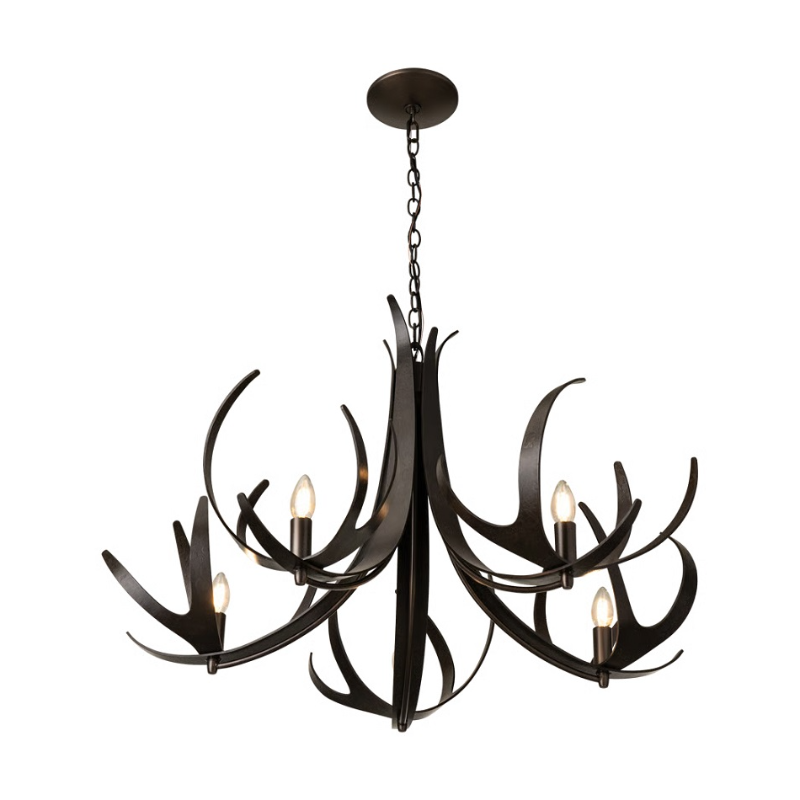 Hubbardton Forge 101325 Caribou 5-lt 41" Chandelier - Dark Smoke