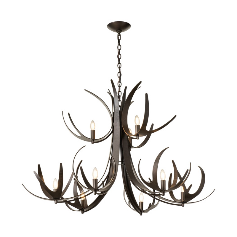 Hubbardton Forge 101326 Caribou 9-lt 49" Tiered Chandelier - Dark Smoke
