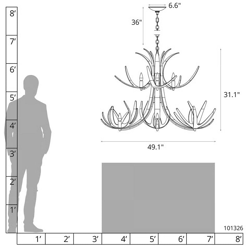 Hubbardton Forge 101326 Caribou 9-lt 49" Tiered Chandelier