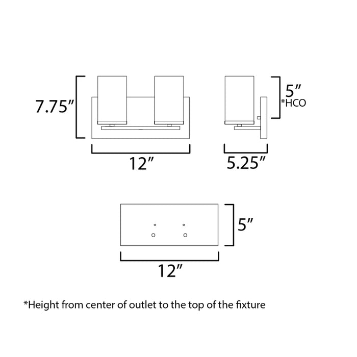 Maxim 10282 Lateral 2-lt 12" Bath Vanity