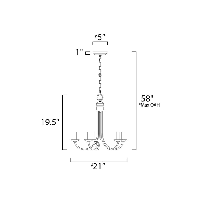 Maxim 10345 Logan 5-lt 21" Candle Chandelier