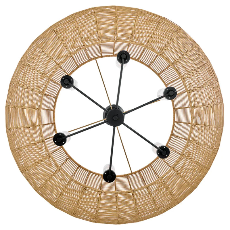 Hinkley 10386 Luca 6-lt 42" LED Outdoor Chandelier - Natural All Weather Rattan
