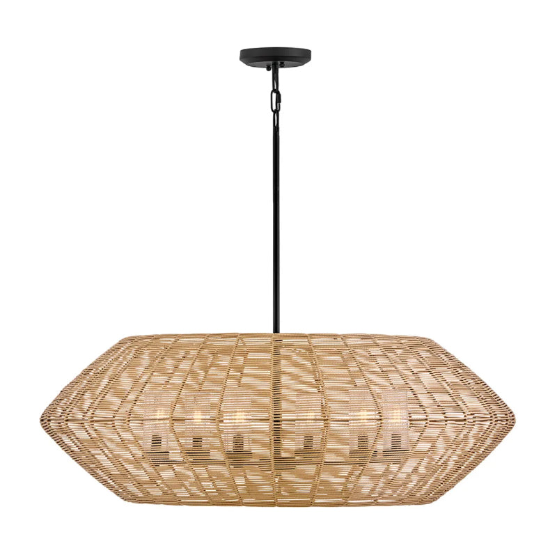 Hinkley 10386 Luca 6-lt 42" LED Outdoor Chandelier - Natural All Weather Rattan