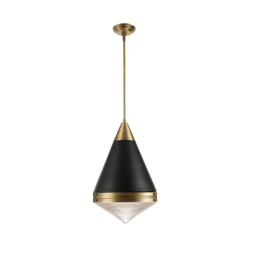 Maxim 10396 Hargreaves 1-lt 14" Pendant-Black / Natural Aged Brass