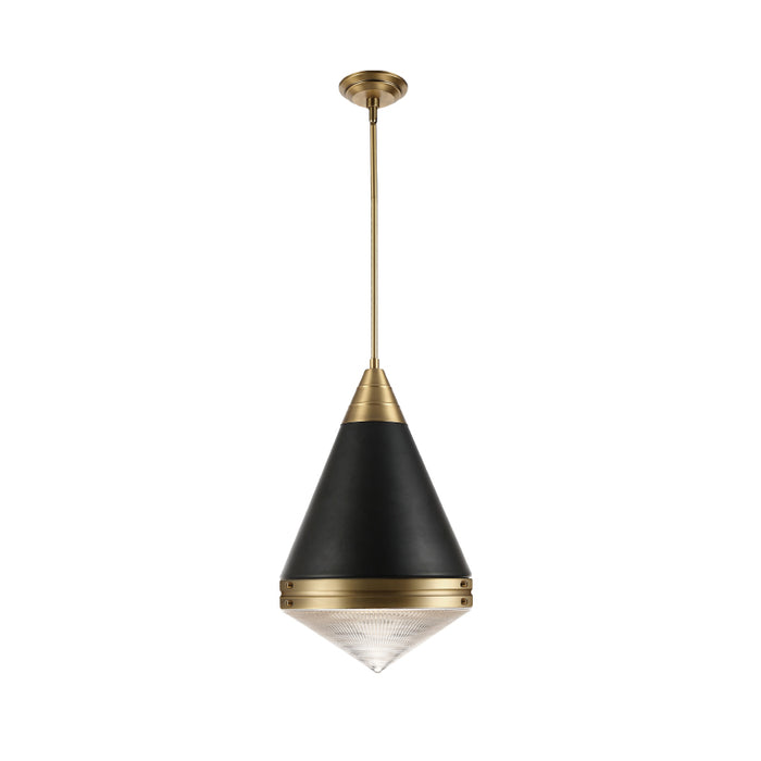 Maxim 10396 Hargreaves 1-lt 14" Pendant-Black / Natural Aged Brass