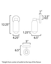 Maxim 10621 Pompeii 1-lt 12" Tall Wall Sconce