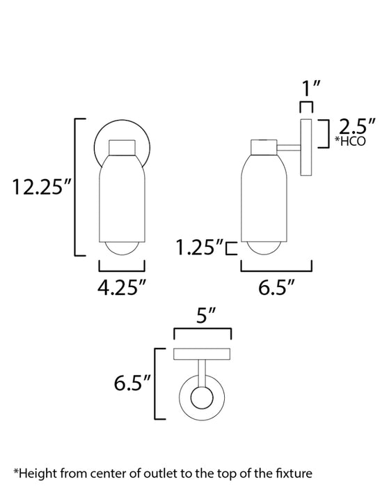 Maxim 10621 Pompeii 1-lt 12" Tall Wall Sconce