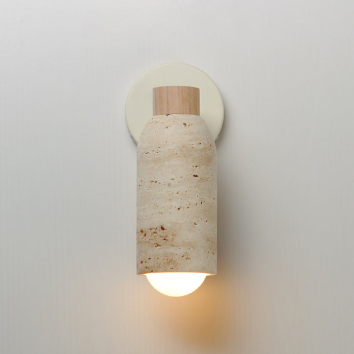 Maxim 10621 Pompeii 1-lt 12" Tall Wall Sconce - Travertine / Oyster