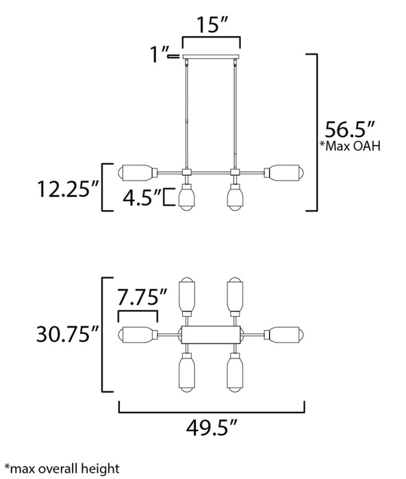 Maxim 10628 Pompeii 8-lt 50" Pendant