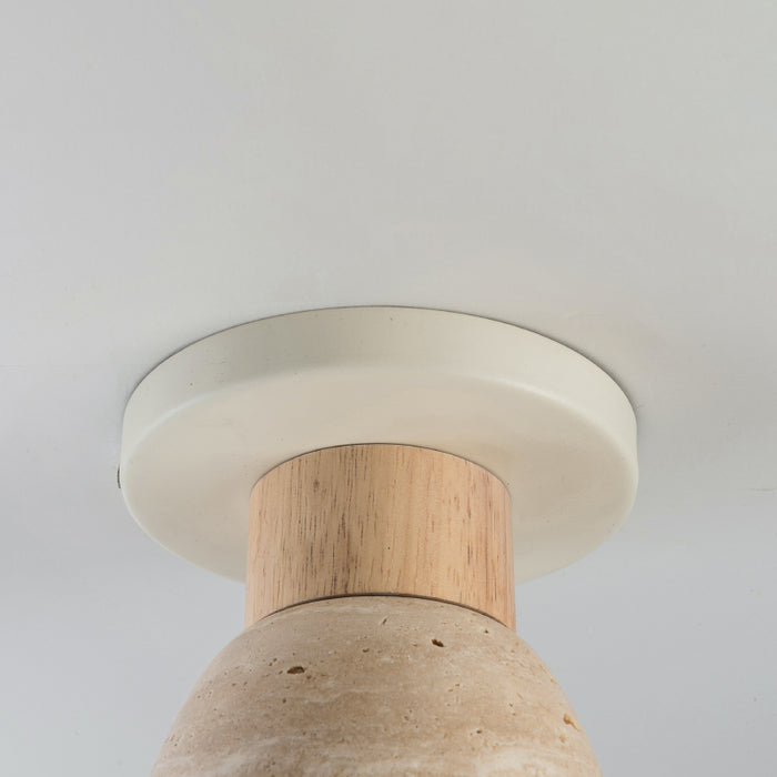 Maxim 10629 Pompeii 1-lt 5" Flush Mount - Travertine / Oyster