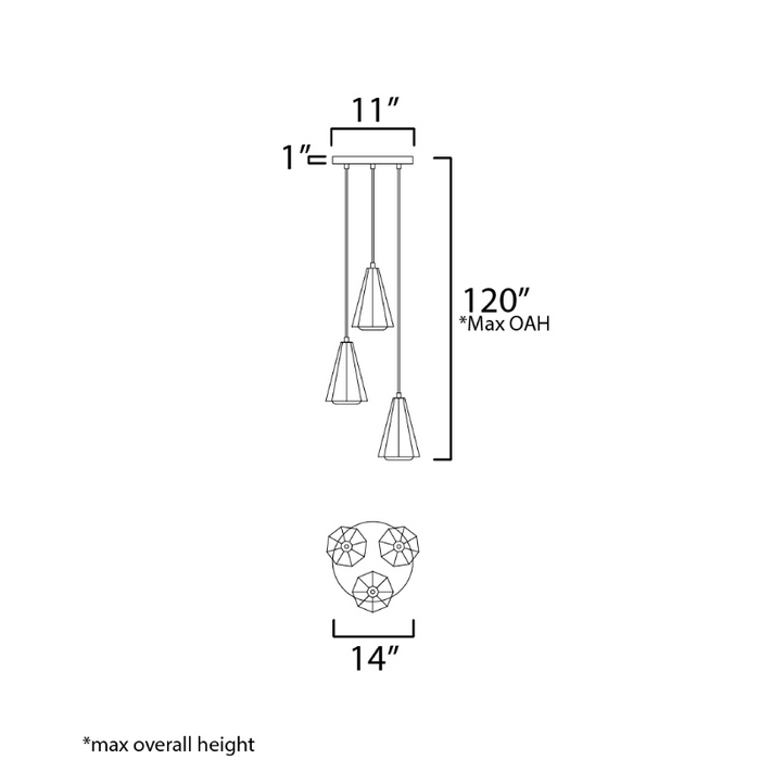 Maxim 10813 Rizzo 3-lt 14" Pendant