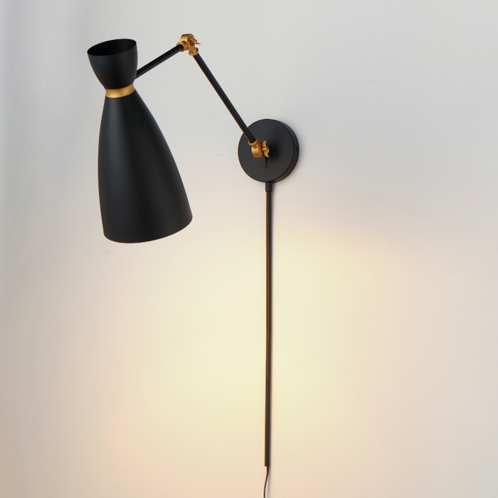 Maxim 11300 Carillon 1-lt 15" Tall Wall Sconce - Black/Satin Brass