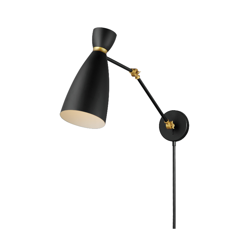 Maxim 11300 Carillon 1-lt 15" Tall Wall Sconce - Black/Satin Brass