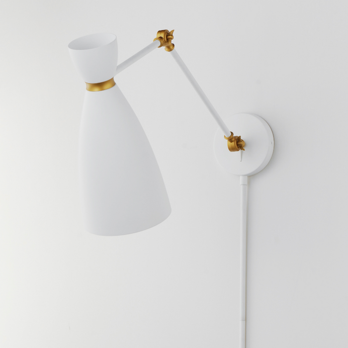Maxim 11300 Carillon 1-lt 15" Tall Wall Sconce - White/Satin Brass