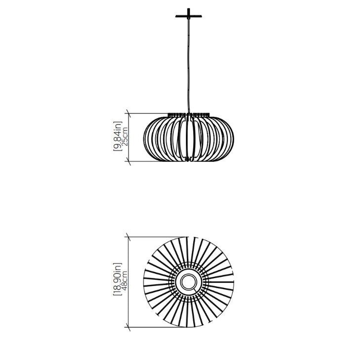 Accord 1217 Stecche Di Legno 1-lt 19" LED Pendant