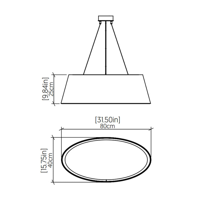 Accord 1218LED Oval 1-lt 32" LED Pendant