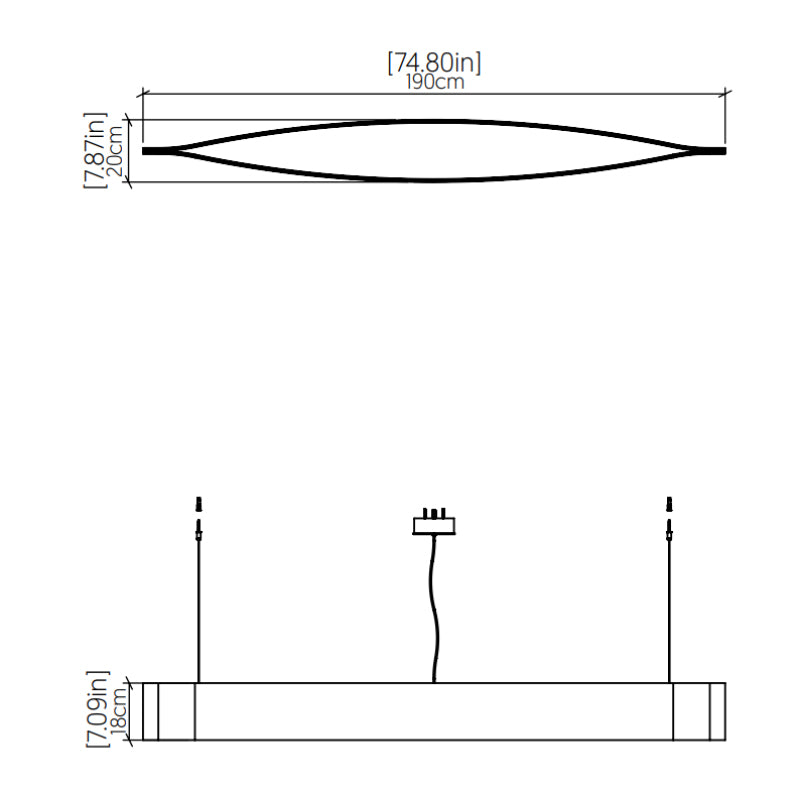 Accord 1230LED Canoe 1-lt 75" LED Pendant