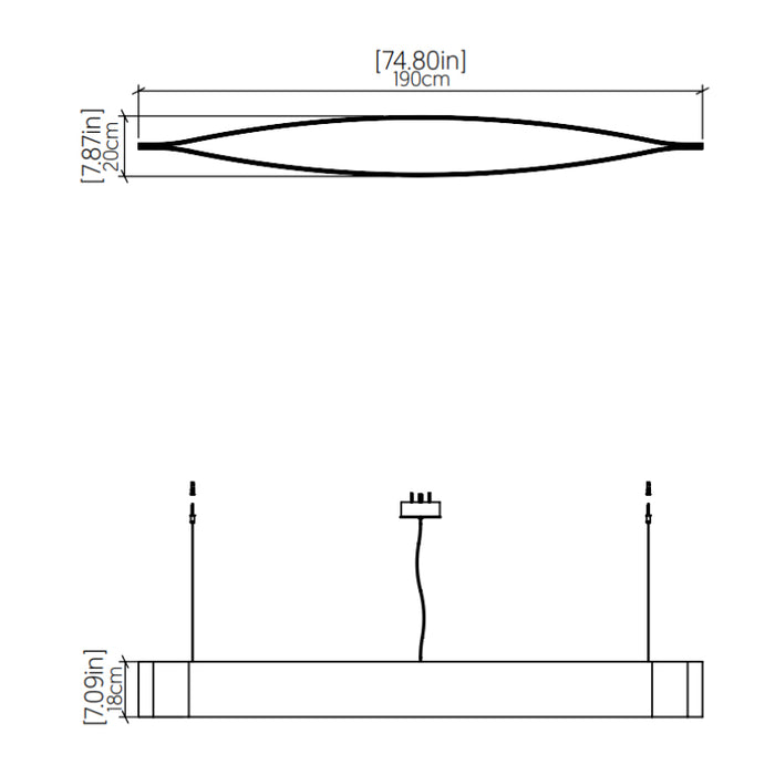Accord 1230LED Canoe 1-lt 75" LED Pendant