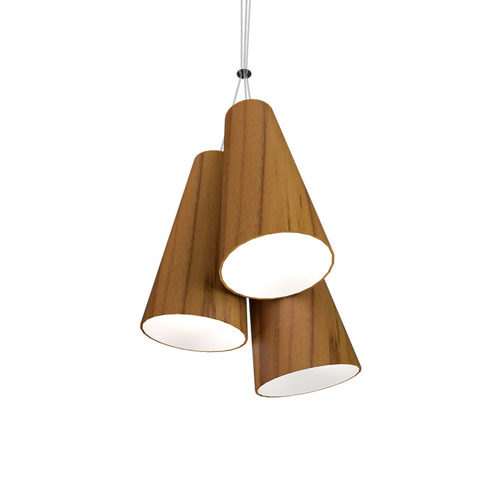 Accord 1234 Conical 3-lt 14" LED Pendant - Teak