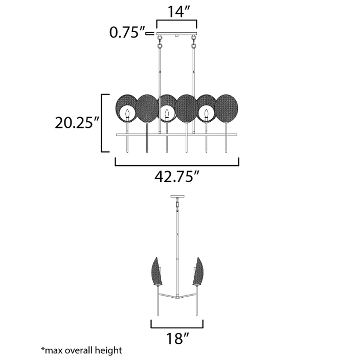 Maxim 12607 Maldives 6-lt 43" Linear Chandelier