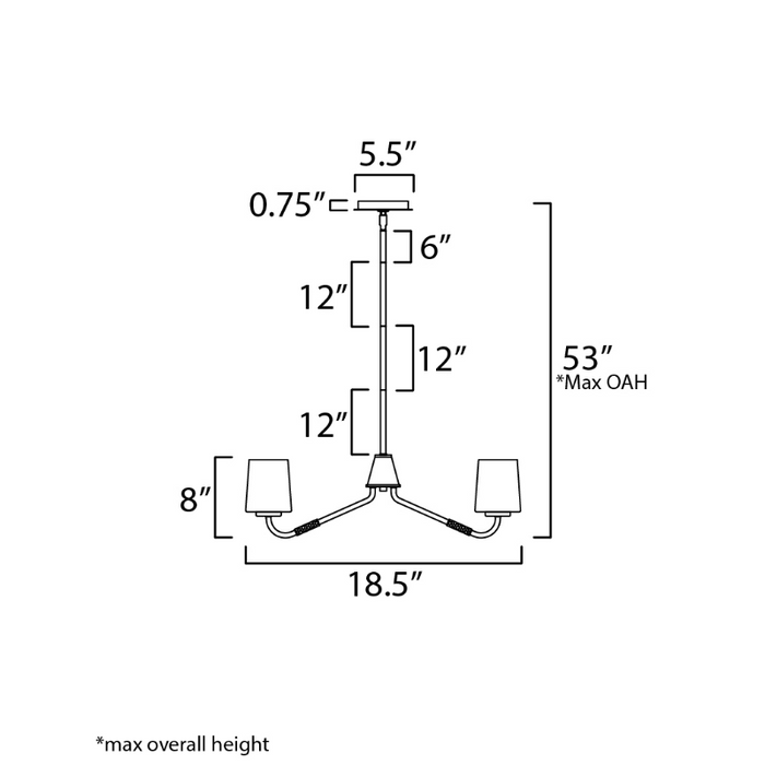 Maxim 12695 Durham 3-lt 19" Chandelier