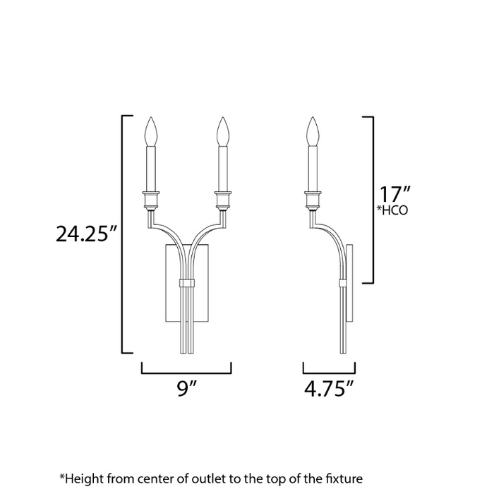 Maxim 12782 Normandy 2-lt 24" Tall Wall Sconce