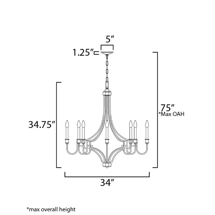 Maxim 12788 Normandy 8-lt 34" Chandelier