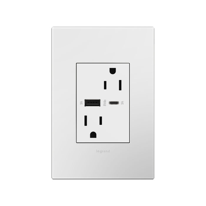 Adorne ARTRUSB156AC 15A Tamper-Resistant Ultra-Fast USB Type-A/C Outlet