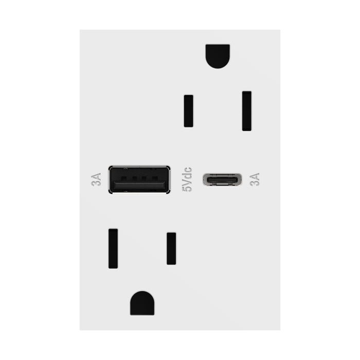 Adorne ARTRUSB156AC 15A Tamper-Resistant Ultra-Fast USB Type-A/C Outlet