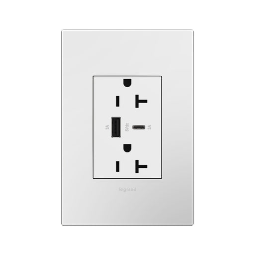 Adorne ARTRUSB206AC 20A Tamper-Resistant Ultra-Fast USB Type-A/C Outlet